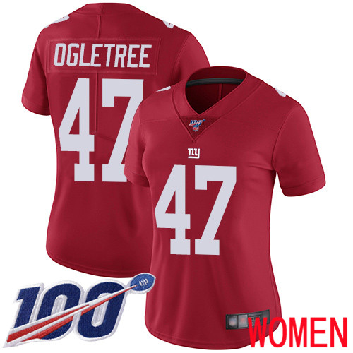 Women New York Giants 47 Alec Ogletree Red Limited Red Inverted Legend 100th Season Football NFL Jersey